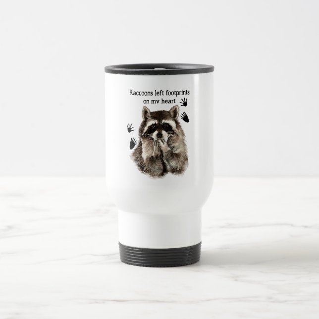 Mug De Voyage Raccoons laissés empreintes sur ma citation d'Humo (Centre)