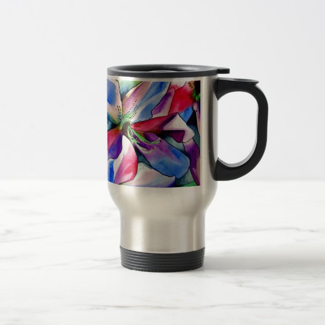 Mug De Voyage Rainbow Azalea fleur aquarelle originale (Droit)