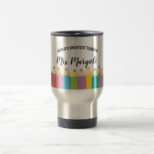 Mug De Voyage Rainbow Crayons Mondes Meilleur Enseignant Coffee