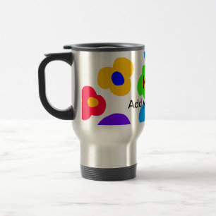 Mug De Voyage Rainbow flower pride amour ajouter nom texte lqbtq