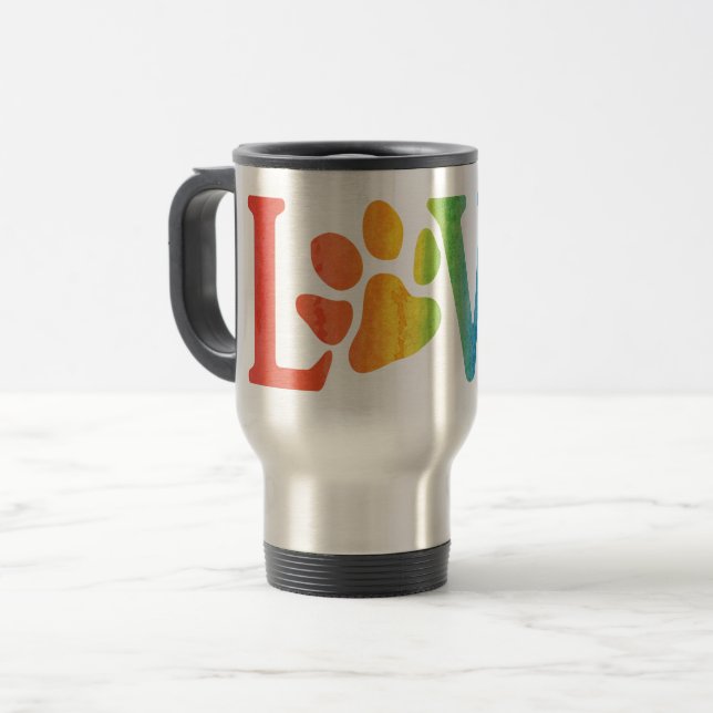 Mug De Voyage Rainbow Love Paw (Devant gauche)