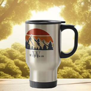 Mug De Voyage Randonnée Monogramme du mont Sunset