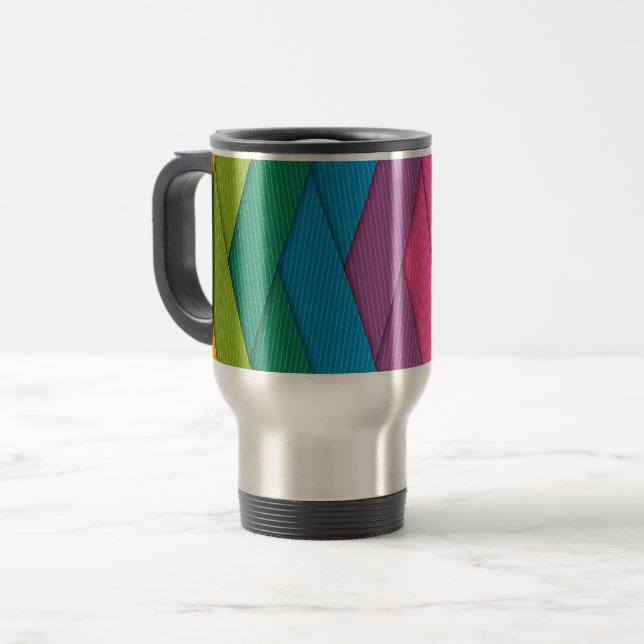 Mug De Voyage rayures Abstraites, colorées, (Devant gauche)