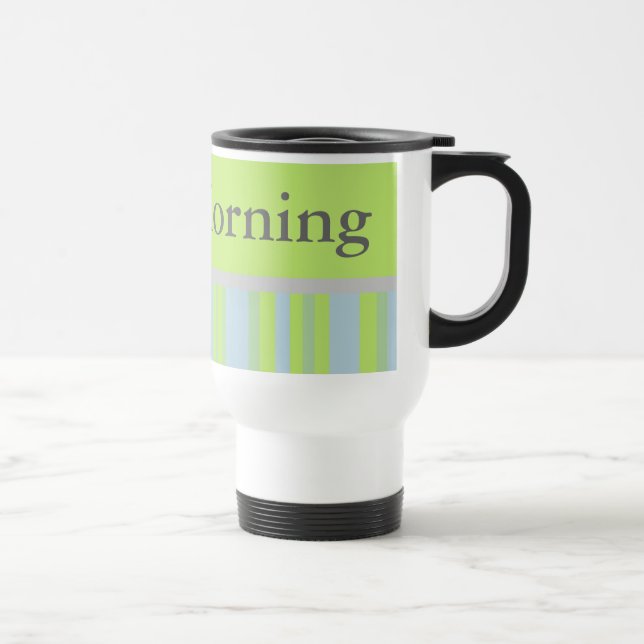Mug De Voyage rayures bleues gris jaune (Droite)