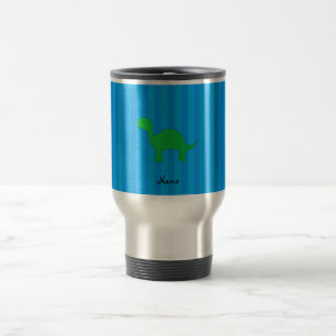 Mug De Voyage Rayures bleues personnalisées de dinosaure nommé
