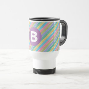 Mug De Voyage Rayures diagonales de bonbons colorés Monogramme v