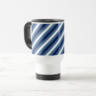 Mug De Voyage Rayures Nautiques Bleu Marine Bleu Fumé Blanc Impe