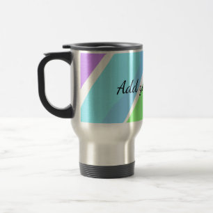 Mug De Voyage Rayures vert bleu rose ajoutez nom texte message i