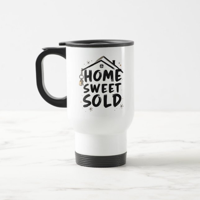 Mug De Voyage Realtor Home Sweet Vendu Agent Immobilier Broker (Gauche)