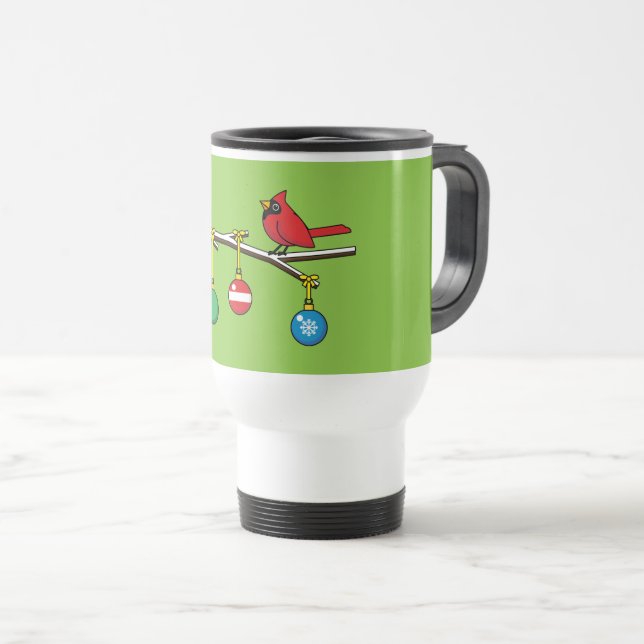 Mug De Voyage Red Cardinal on Christmas Bare Branch (Devant droit)