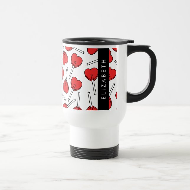 Mug De Voyage Red Lollipops, Heart Lollipops, Lolly, Your Name (Droite)
