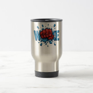 MUG DE VOYAGE RED MAGA 28 FIST PUNCHES THROUGH WOKE