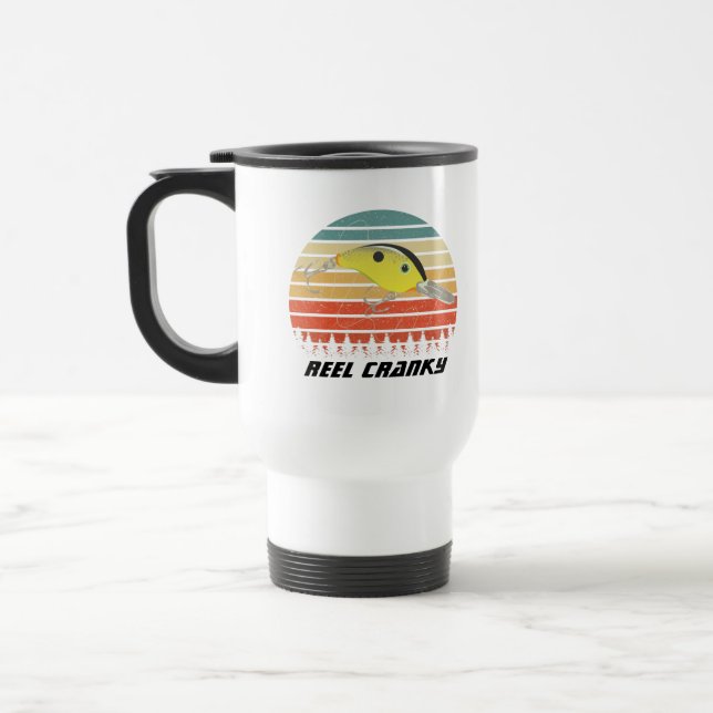 Mug De Voyage Reel Cranky Funky Bass Pêche Crankbait Retro (Gauche)