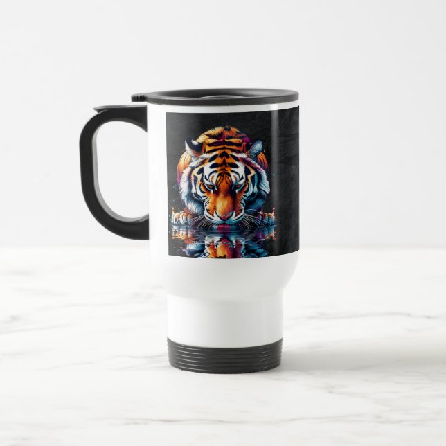 Mug De Voyage Réflexion du tigre buvant de l'eau  (Gauche)