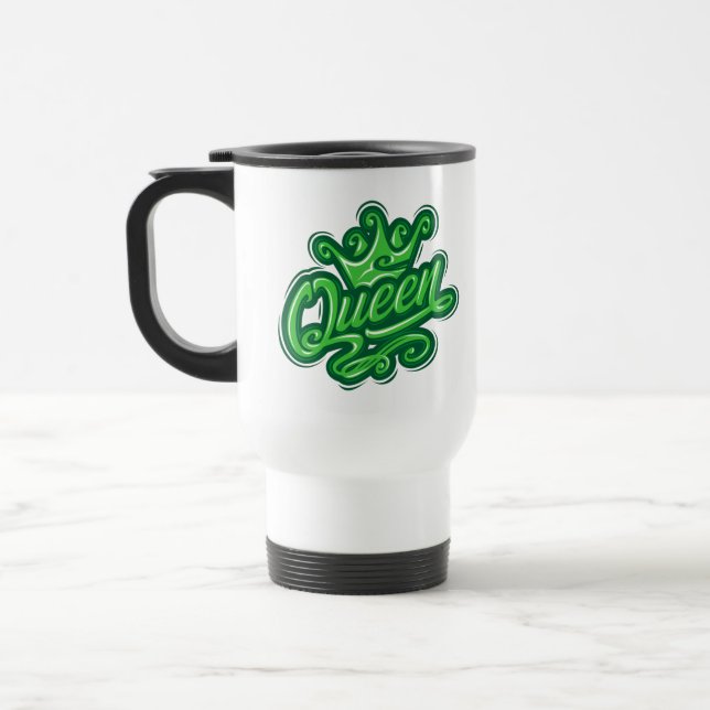 Mug De Voyage Reine avec couronne, conception de la typographie (Gauche)