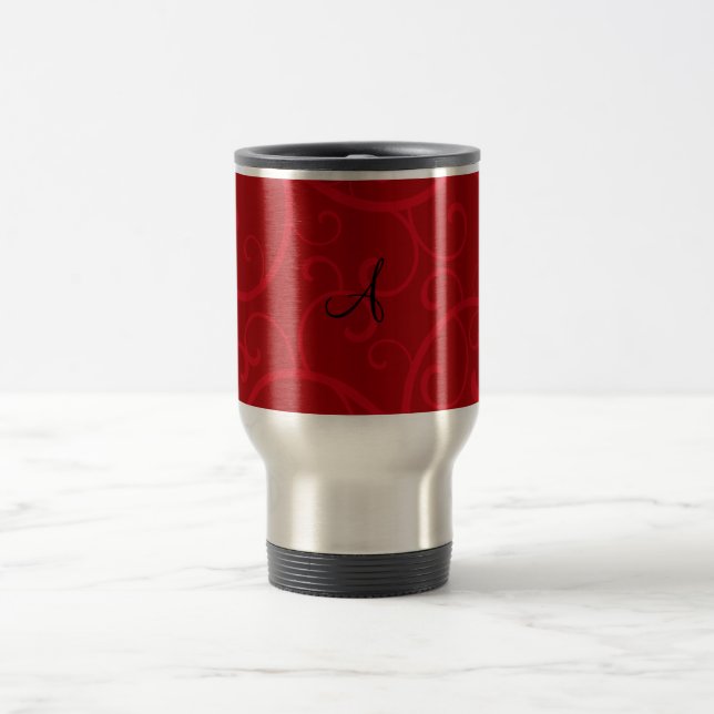 Mug De Voyage Remous de rouge de monogramme (Centre)