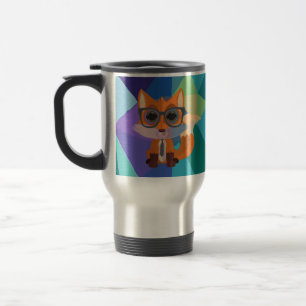 Mug De Voyage Renard Mignon et Intello Bleu Violet Abstrait Mode
