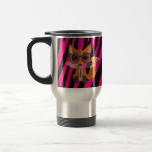 Mug De Voyage Renard Mignon et Nerveux Imprimé Zèbre Rose Tendan