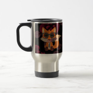 Mug De Voyage Renard mignon et ringard Fleur rose foncée gothiqu