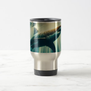 Mug De Voyage Requin dans la mer bleue profonde & soleil