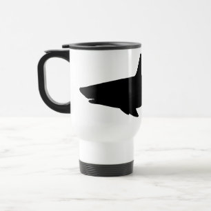 Mug De Voyage Requin de natation noir et blanc