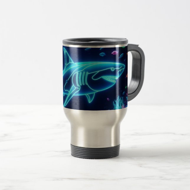 Mug De Voyage Requin néon coloré (Devant droit)