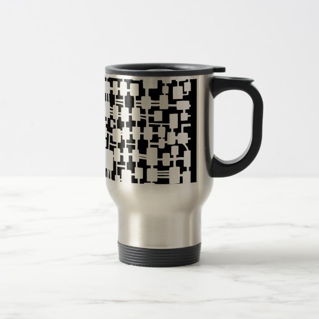 Mug De Voyage Réseau Abstrait - Blanc sur noir (Droit)