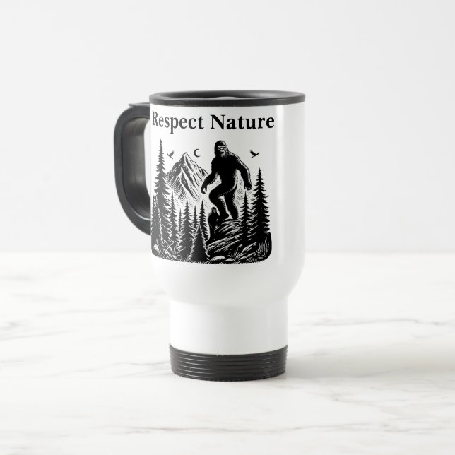Mug De Voyage Respect Nature Yeti Bigfoot Ink Art (Devant gauche)