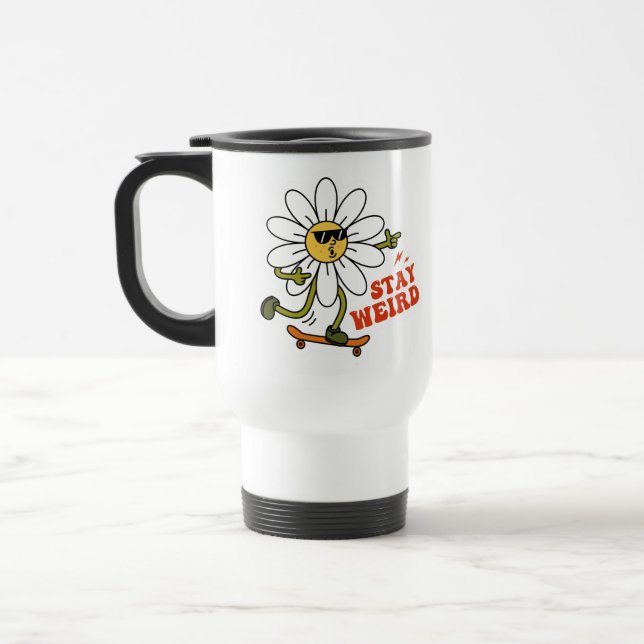 Mug De Voyage Restez bizarre Skateboard Daisy (Gauche)
