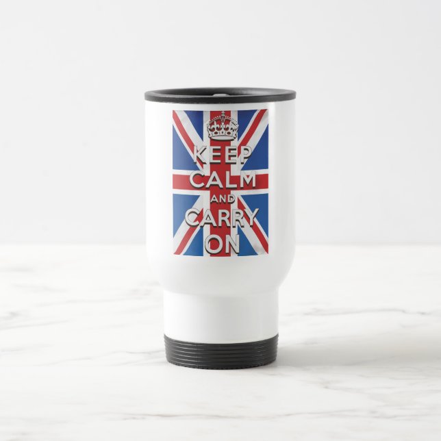 Mug De Voyage Restez calme et continuez sur le drapeau britanniq (Centre)