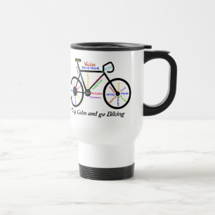 Mug De Voyage Restez calme et partez à vélo, avec des mots motiv