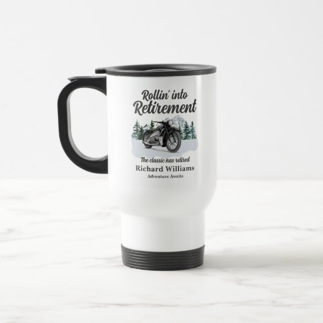 Mug De Voyage Retirement Travel Theme Classic Motorbike Rolling (Gauche)