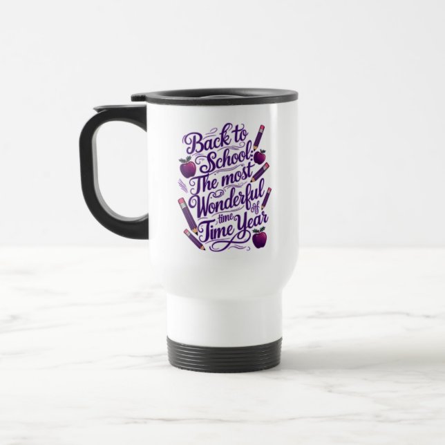 Mug De Voyage Retour à l'école en violet (Gauche)