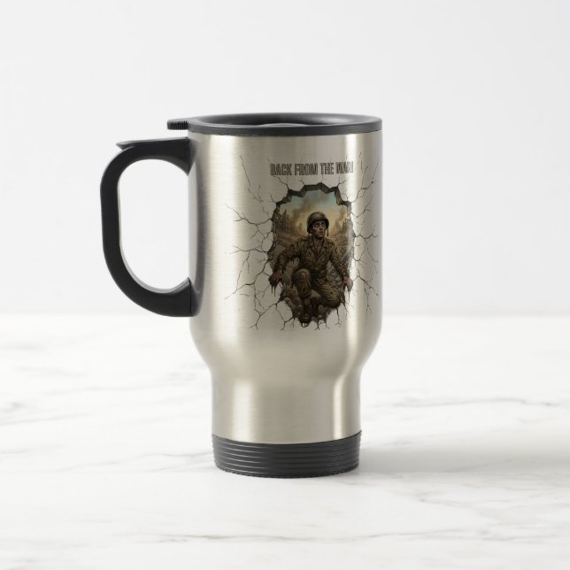 Mug De Voyage Retour de la guerre Soldat Double exposition Café  (Gauche)