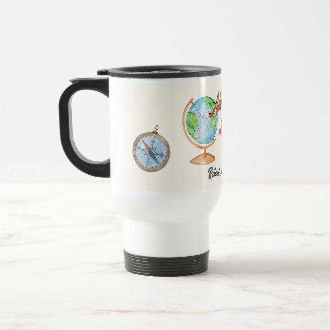 Mug De Voyage Retraite Travel Adventure Await Globe (Gauche)
