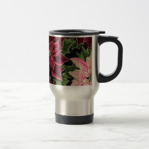 Mug De Voyage Rétro 50s Poinsettia Bordeaux Rose