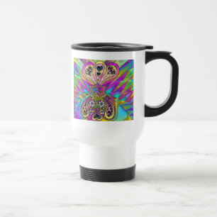 Mug De Voyage Retro 60s Coeurs psychédéliques Fleurs Cadeaux Vêt