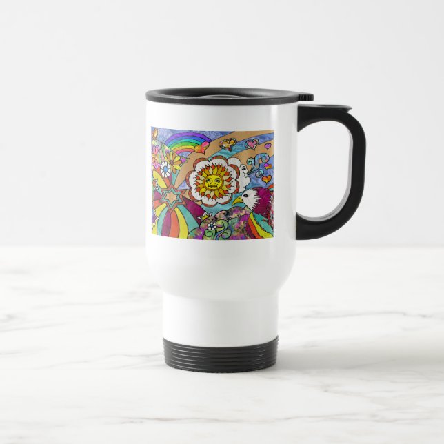 Mug De Voyage Retro 60s Psychedelic Sunshine Aigle Cadeaux (Droite)