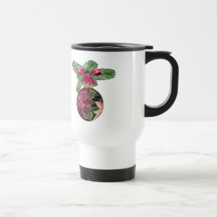 Mug De Voyage Retro les années 50 Poinsettia Ornement Bourgogne