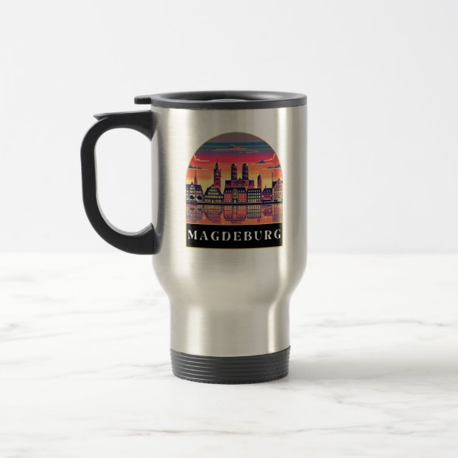 Mug De Voyage Retro Magdeburg Skyline (Gauche)