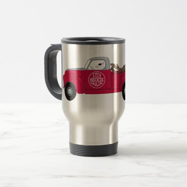 Mug De Voyage Rex et sa camionnette rouge (Devant gauche)