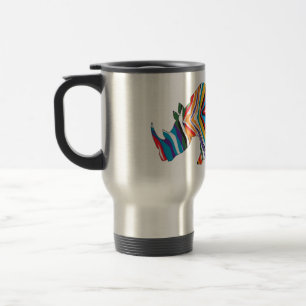 Mug De Voyage Rhinoceros dans un Zèbre psychédélique