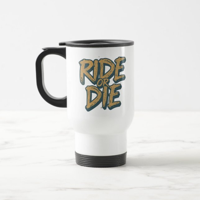 Mug De Voyage Ride Or Die Skater Skeleton -Skateboarding Graphic (Gauche)