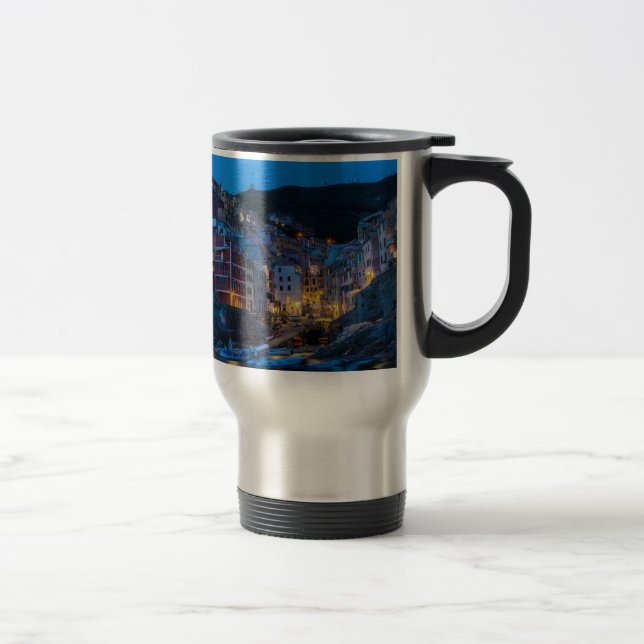 Mug De Voyage Riomaggiore la nuit Cinque Terre Ligurie Italie (Droit)