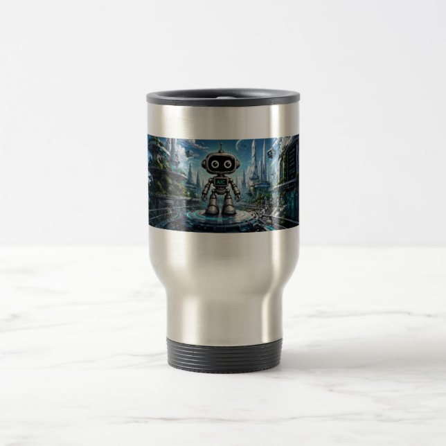 Mug de voyage Robot IA | AIC Identité numérique #0 (Centre)