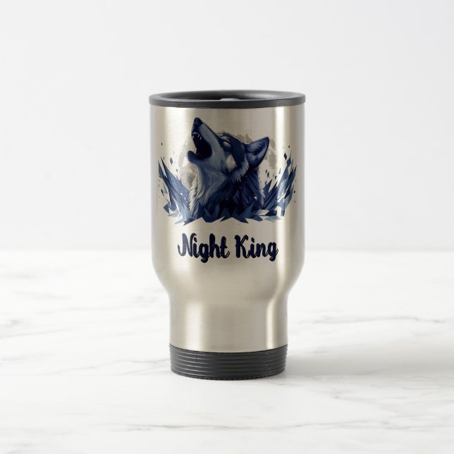 Mug De Voyage Roi de nuit - Loup hurlant avec lune (Centre)