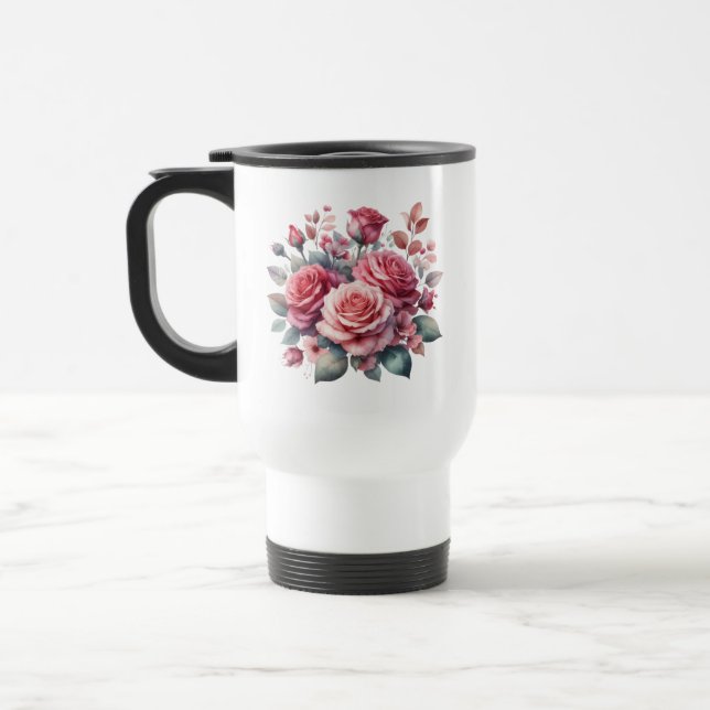 Mug De Voyage Rose Bouquet Floral Design-62101 (Gauche)