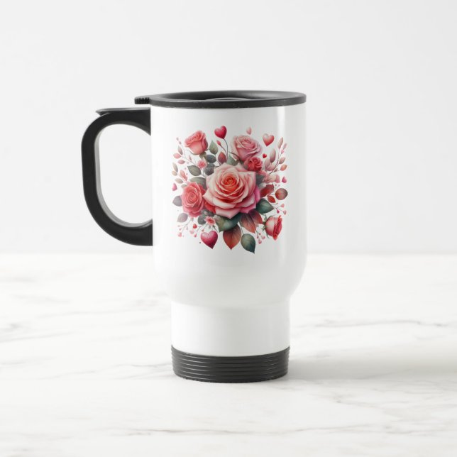 Mug De Voyage Rose Bouquet Floral Design-62103 (Gauche)