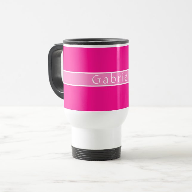Mug De Voyage Rose chaud personnalisé simple (Devant gauche)