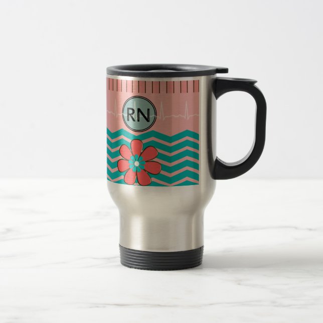 Mug De Voyage Rose et bleu de motif de RN Chevron (Droit)